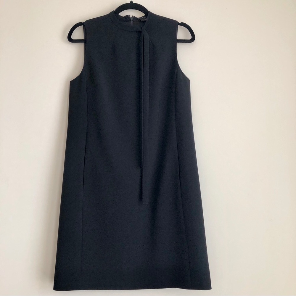 Theory Black Sleeveless Shift Dress w/ Side Tie